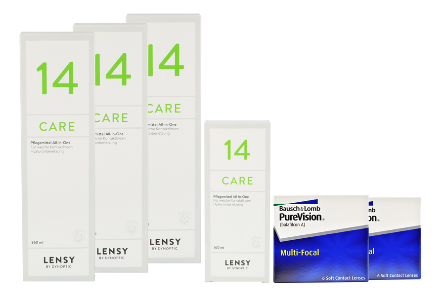 Pure Vision Multifocal 2 x 6 Monatslinsen + Lensy Care 14 Halbjahres-Sparpaket