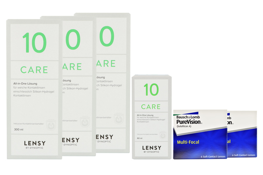 Pure Vision Multifocal 2 x 6 Monatslinsen + Lensy Care 10 Halbjahres-Sparpaket