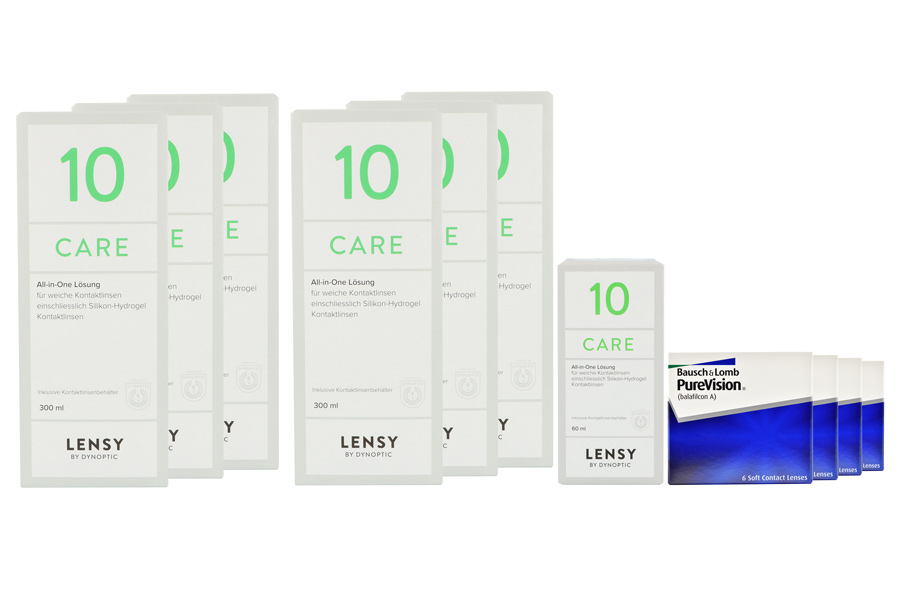 Pure Vision 4 x 6 Monatslinsen + Lensy Care 10 Jahres-Sparpaket