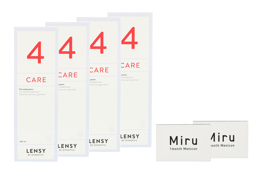 Miru 1 Month Spheric 2 x 6 Monatslinsen + Lensy Care 4 Habljahres-Sparpaket