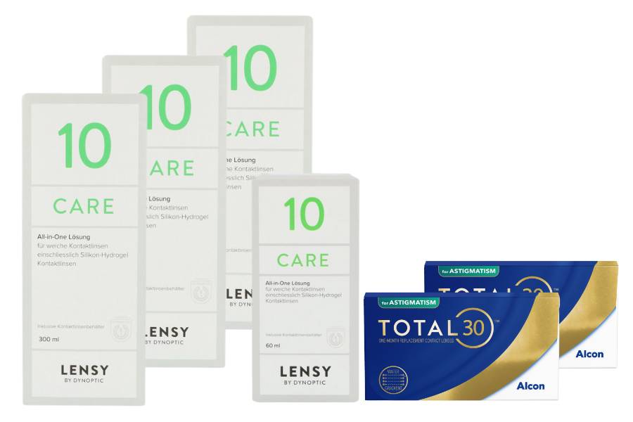 Total 30 for Astigmatism 2 x 6 Stück Monatslinsen + Lensy Care 10