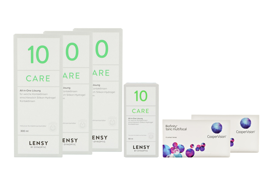 Biofinity toric multifocal 2 x 6 Monatslinsen + Lensy Care 10 Halbjahres-Sparpaket