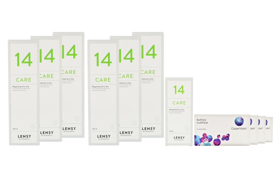 Biofinity multifocal 4 x 6 Monatslinsen + Lensy Care 14 Jahres-Sparpaket