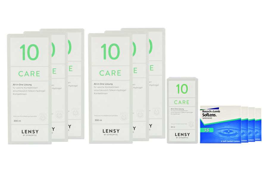 SofLens 38 4 x 6 Monatslinsen + Lensy Care 10 Jahres-Sparpaket