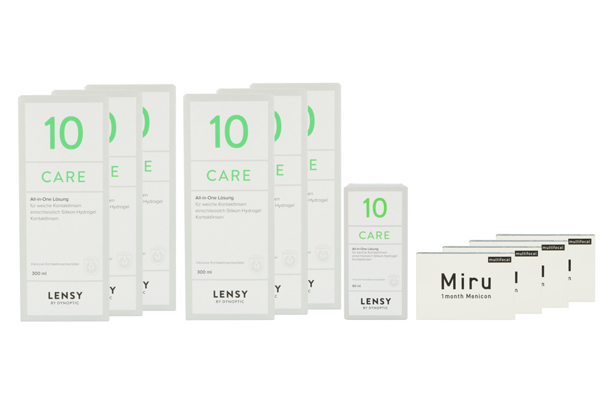 Miru 1 Month Multifocal 4 x 6 Monatslinsen + Lensy Care 10 Jahres-Sparpaket