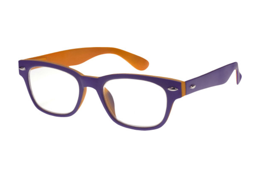 Woody Selection Lesebrille zweifarbig in lila-orange im Wayfarer-Style