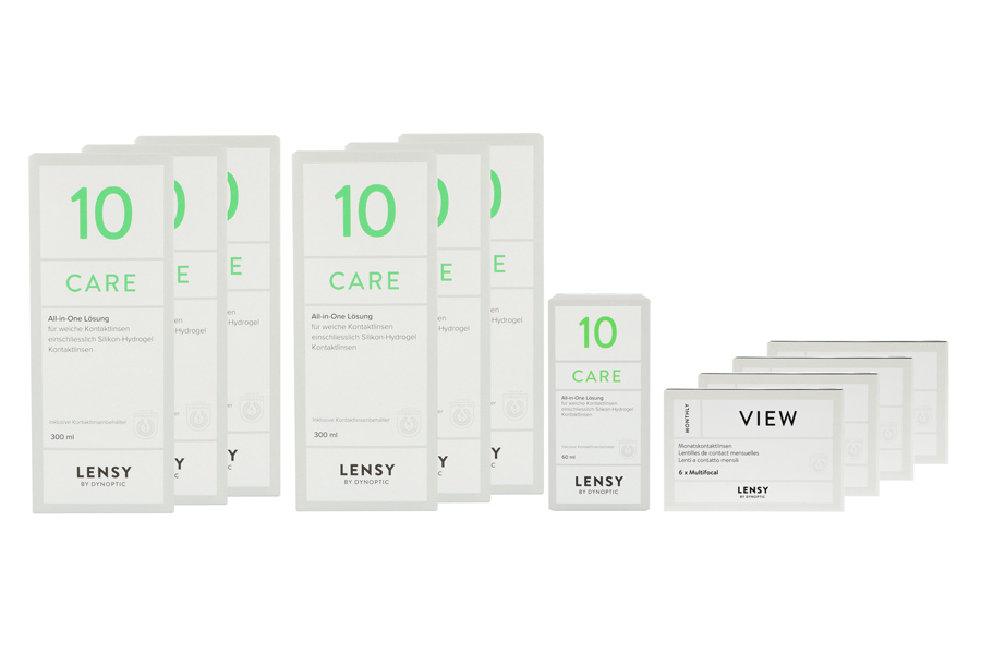 Lensy Monthly View Multifocal 4 x 6 Monatslinsen + Lensy Care 10 Jahres-Sparpaket