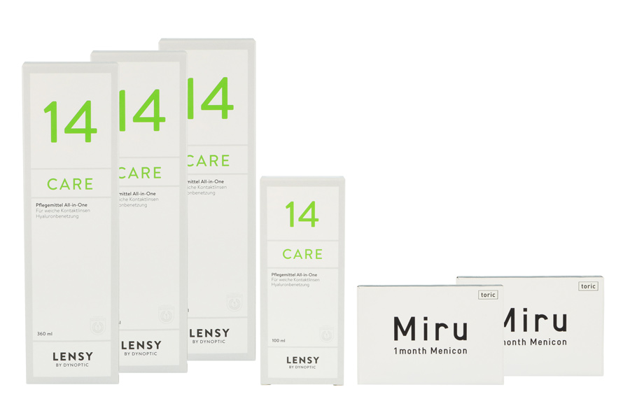 Miru 1 Month Toric 2 x 6 Monatslinsen + Lensy Care 14 Halbjahres-Sparpaket