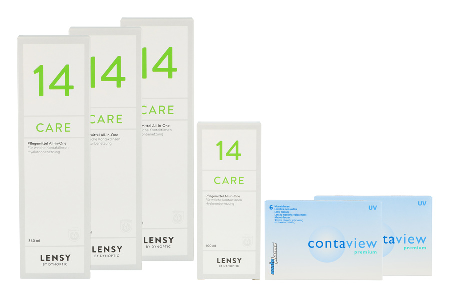 Contaview premium UV 2 x 6 Monatslinsen + Lensy Care 14 Halbjahres-Sparpaket