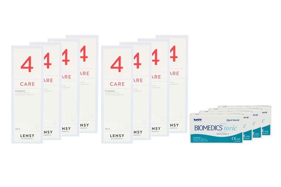 Sparpakete Kontaktlinsen mit Linsenmitteln Biomedics Toric 4 x 6 Monatslinsen + Lensy Care 4 Jahres-Sparpaket