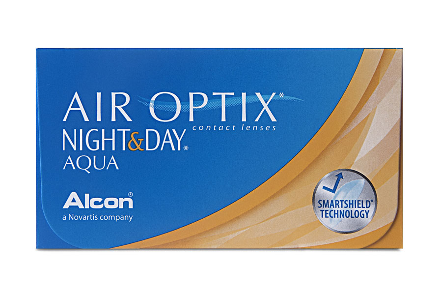 Sparpakete Kontaktlinsen mit Linsenmitteln Air Optix Night & Day Aqua 4 x 6 Monatslinsen + Lensy Care 14 Jahres-Sparpaket