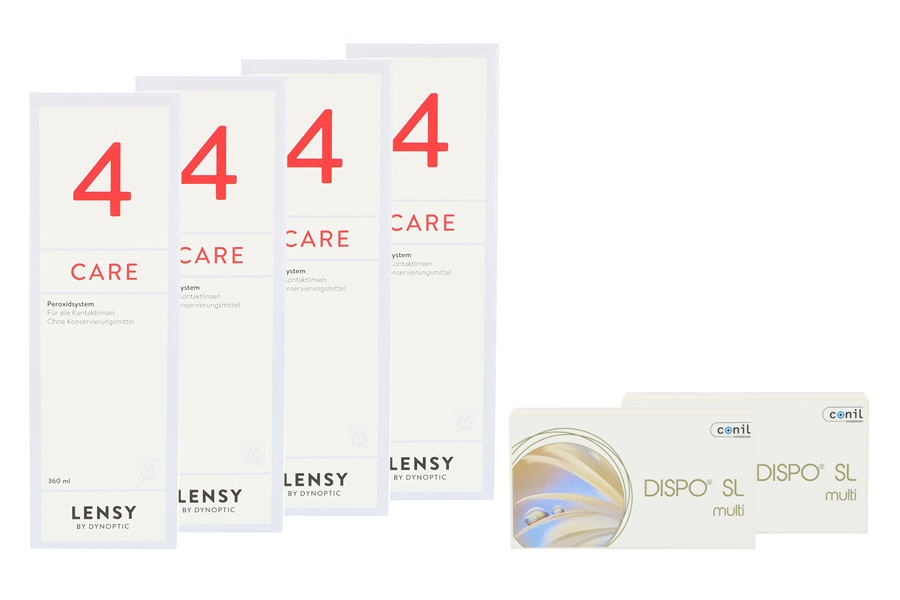 Sparpakete Kontaktlinsen mit Linsenmitteln Dispo SL Multi 2 x 6 Monatslinsen + Lensy Care 4 Halbjahres-Sparpaket