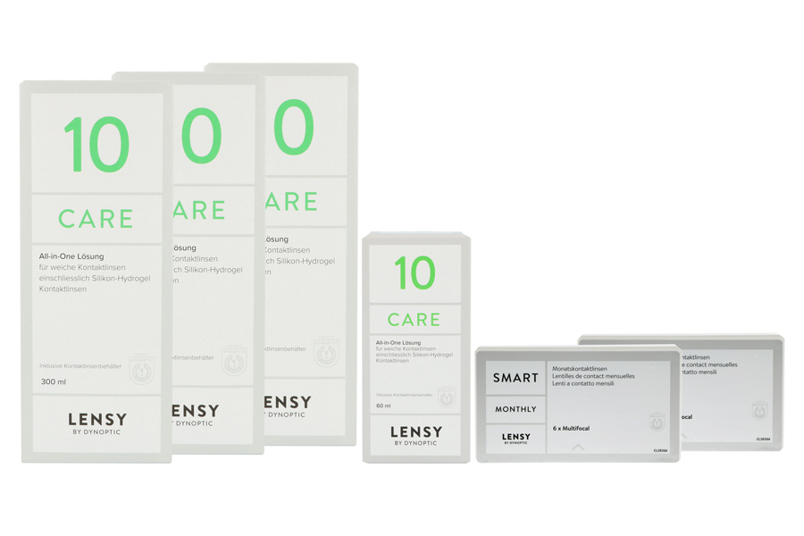 Sparpakete Kontaktlinsen mit Linsenmitteln Lensy Monthly Smart Multifocal 2 x 6 Monatslinsen + Lensy Care 10 Halbjahres-Sparpaket