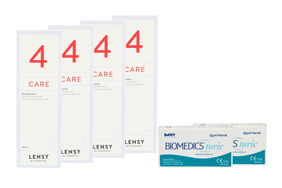 Sparpakete Kontaktlinsen mit Linsenmitteln Biomedics Toric 2 x 6 Monatslinsen + Lensy Care 4 Halbjahres-Sparpaket