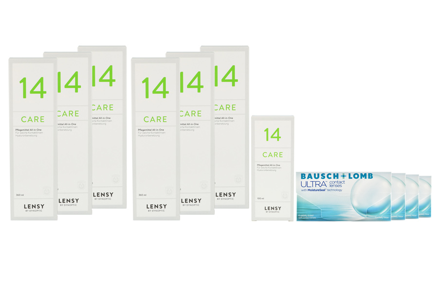 Sparpakete Kontaktlinsen mit Linsenmitteln Ultra 4 x 6 Monatslinsen + Lensy Care 14 Jahres-Sparpaket