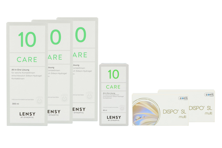Sparpakete Kontaktlinsen mit Linsenmitteln Dispo SL Multi 2 x 6 Monatslinsen + Lensy Care 10 Halbjahres-Sparpaket