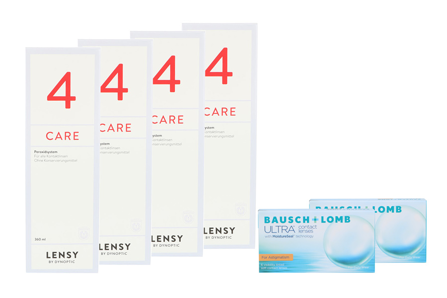 Sparpakete Kontaktlinsen mit Linsenmitteln Ultra for Astigmatism 2 x 6 Monatslinsen + Lensy Care 4 Halbjahrespaket