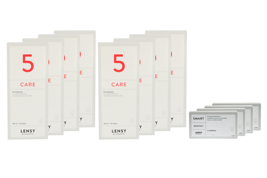 Sparpakete Kontaktlinsen mit Linsenmitteln Lensy Monthly Smart Multifocal 4 x 6 Monatslinsen + Lensy Care 5 Jahres-Sparpaket