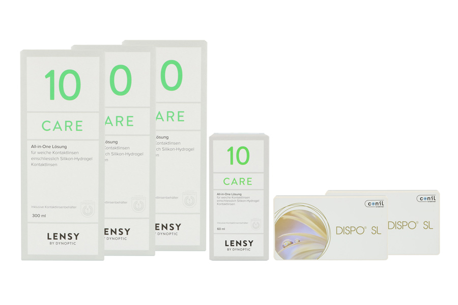 Sparpakete Kontaktlinsen mit Linsenmitteln Dispo SL 2 x 6 Monatslinsen + Lensy Care 10 Halbjahres-Sparpaket