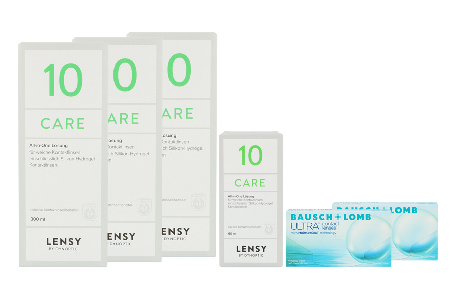 Sparpakete Kontaktlinsen mit Linsenmitteln Ultra 2 x 6 Monatslinsen + Lensy Care 10 Halbjahrespaket