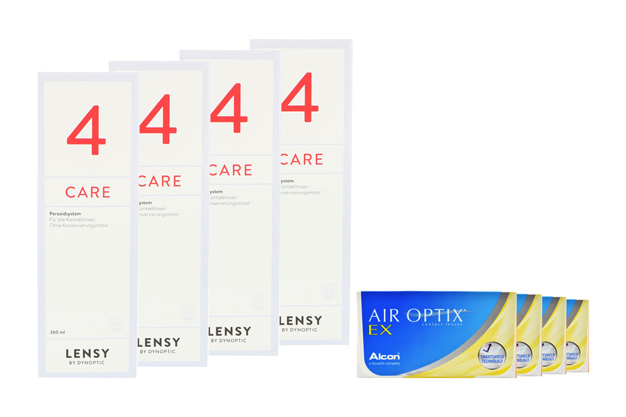 Sparpakete Kontaktlinsen mit Linsenmitteln Air Optix EX 4 x 3 Monatslinsen + Lensy Care 4 Halbjahres-Sparpaket