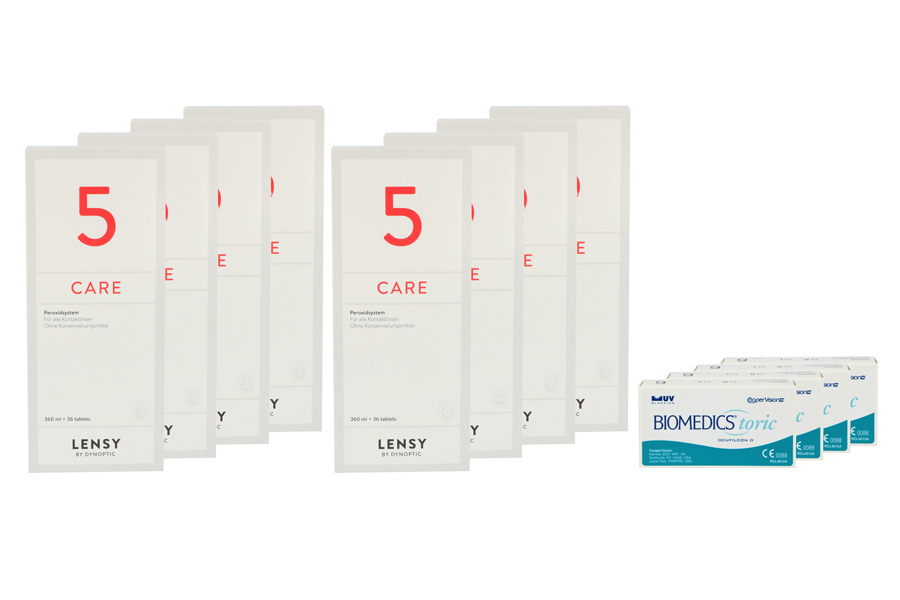 Sparpakete Kontaktlinsen mit Linsenmitteln Biomedics Toric 4 x 6 Monatslinsen + Lensy Care 5 Jahres-Sparpaket