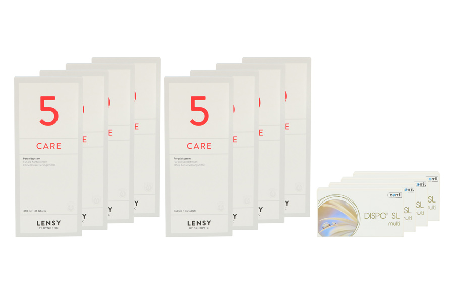 Sparpakete Kontaktlinsen mit Linsenmitteln Dispo SL Multi 4 x 6 Monatslinsen + Lensy Care 5 Jahres-Sparpaket