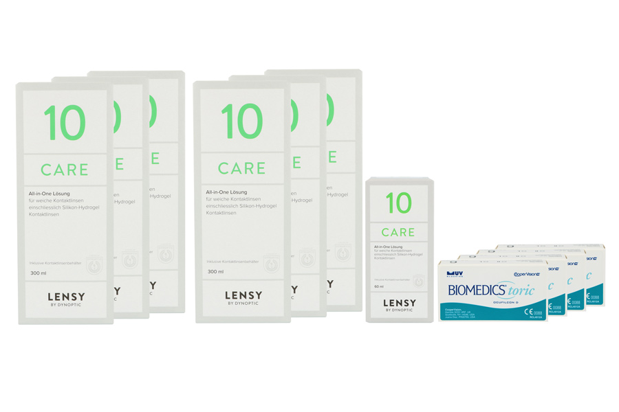 Sparpakete Kontaktlinsen mit Linsenmitteln Biomedics Toric 4 x 6 Monatslinsen + Lensy Care 10 Jahres-Sparpaket