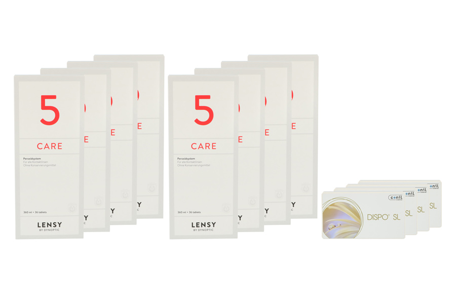 Sparpakete Kontaktlinsen mit Linsenmitteln Dispo SL 4 x 6 Monatslinsen + Lensy Care 5 Jahres-Sparpaket