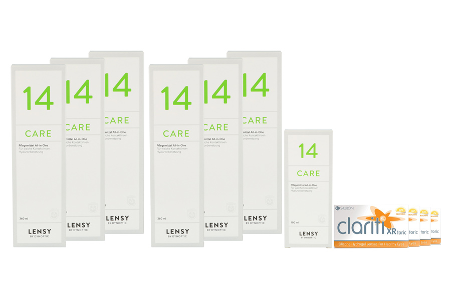 Sparpakete Kontaktlinsen mit Linsenmitteln Clariti XR toric 4 x 6 Monatslinsen + Lensy Care 14 Jahres-Sparpaket