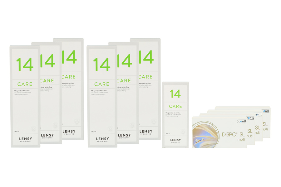 Sparpakete Kontaktlinsen mit Linsenmitteln Dispo SL Multi 4 x 6 Monatslinsen + Lensy Care 14 Jahres-Sparpaket