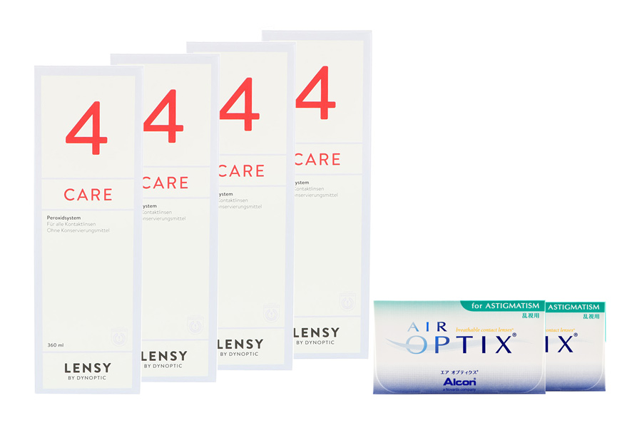 Sparpakete Kontaktlinsen mit Linsenmitteln Air Optix for Astigmatism 2 x 6 Monatslinsen + Lensy Care 4 Halbjahres-Sparpaket