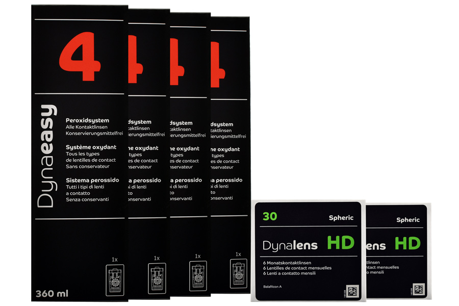 Sparpakete Kontaktlinsen mit Linsenmitteln Halbjahres-Sparpaket, Dynalens 30 HD - Dynaeasy 4