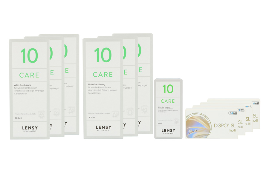 Sparpakete Kontaktlinsen mit Linsenmitteln Dispo SL Multi 4 x 6 Monatslinsen + Lensy Care 10 Jahres-Sparpaket
