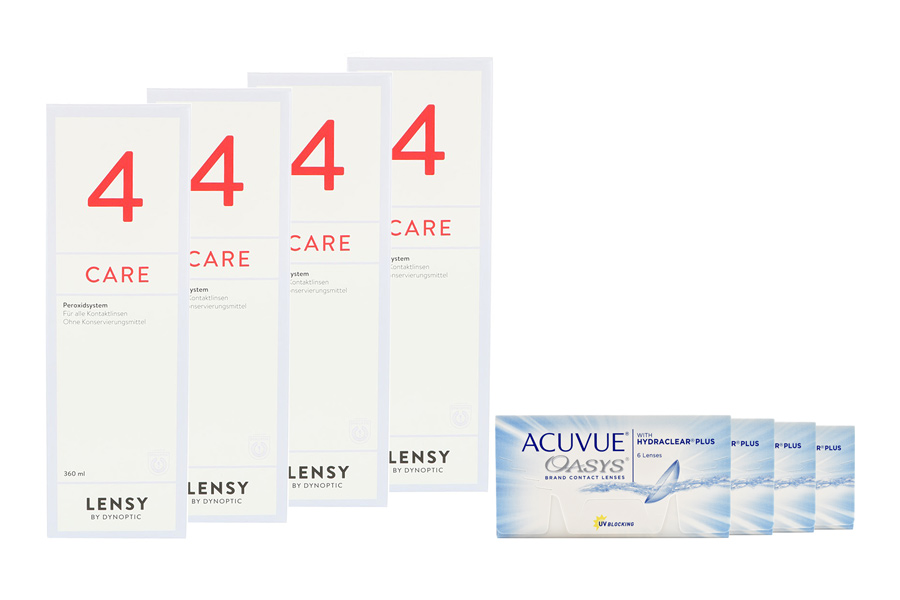 Sparpakete Kontaktlinsen mit Linsenmitteln Acuvue Oasys 4 x 6 Zwei-Wochenlinsen + Lensy Care 4 Halbjahres-Sparpaket