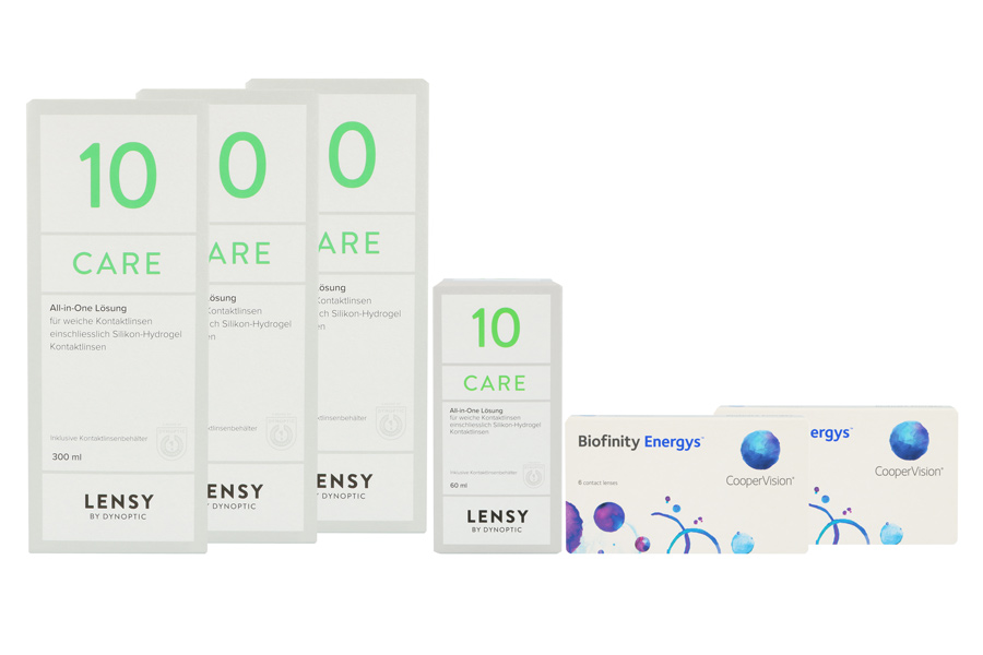 Sparpakete Kontaktlinsen mit Linsenmitteln Biofinity Energys 2 x 6 Monatslinsen + Lensy Care 10 Halbjahres-Sparpaket