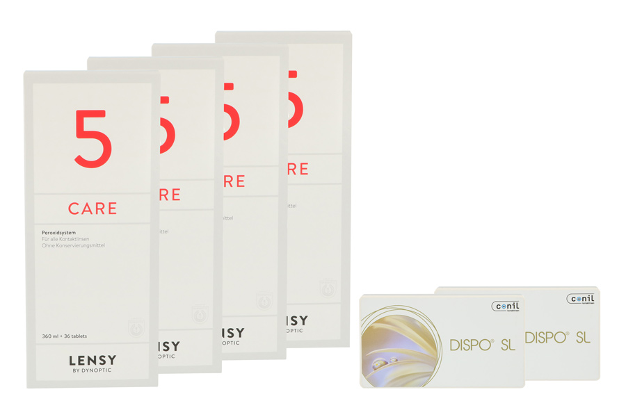 Sparpakete Kontaktlinsen mit Linsenmitteln Dispo SL 2 x 6 Monatslinsen + Lensy Care 5 Halbjahres-Sparpaket