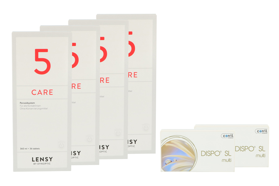 Sparpakete Kontaktlinsen mit Linsenmitteln Dispo SL Multi 2 x 6 Monatslinsen + Lensy Care 5 Halbjahres-Sparpaket
