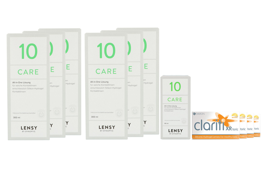 Sparpakete Kontaktlinsen mit Linsenmitteln Clariti XR toric 4 x 6 Monatslinsen + Lensy Care 10 Jahres-Sparpaket