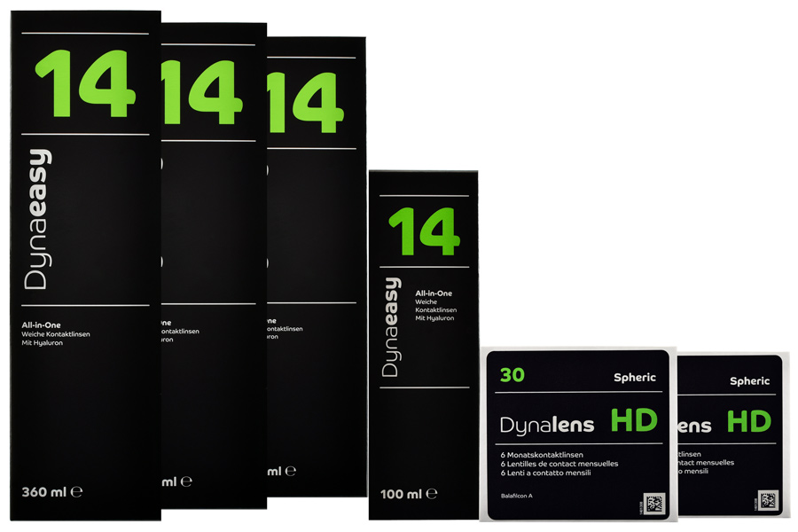 Sparpakete Kontaktlinsen mit Linsenmitteln Halbjahres-Sparpaket, Dynalens 30 HD - Dynaeasy 14