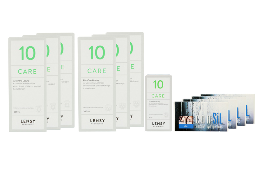 Sparpakete Kontaktlinsen mit Linsenmitteln ConSiL Plus 4 x 6 Monatslinsen + Lensy Care 10 Jahres-Sparpaket