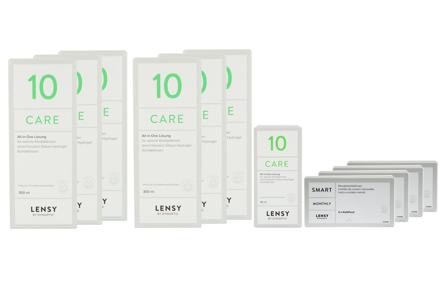 Sparpakete Kontaktlinsen mit Linsenmitteln Lensy Monthly Smart Multifocal 4 x 6 Monatslinsen + Lensy Care 10 Jahres-Sparpaket