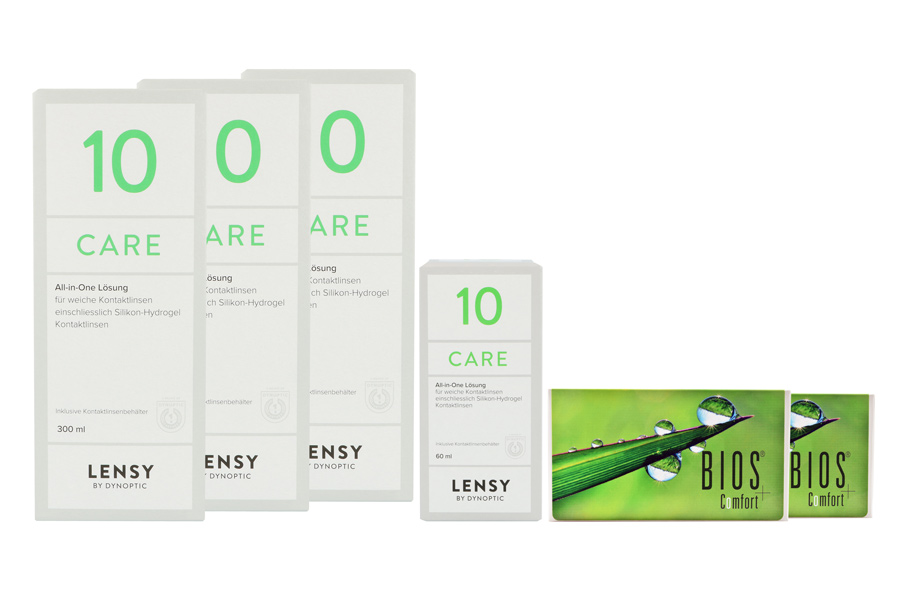 Sparpakete Kontaktlinsen mit Linsenmitteln Bios Comfort 2 x 6 Monatslinsen + Lensy Care 10 Halbjahres-Sparpaket
