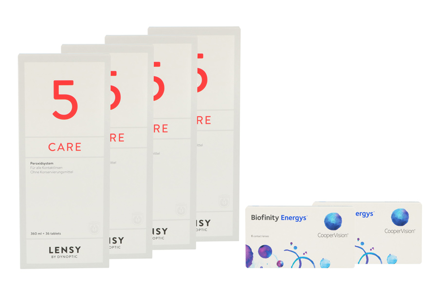Sparpakete Kontaktlinsen mit Linsenmitteln Biofinity Energys 2 x 6 Monatslinsen + Lensy Care 5 Halbjahres-Sparpaket