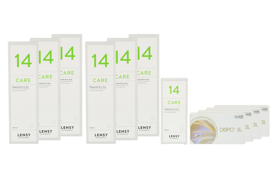 Sparpakete Kontaktlinsen mit Linsenmitteln Dispo SL 4 x 6 Monatslinsen + Lensy Care 14 Jahres-Sparpaket