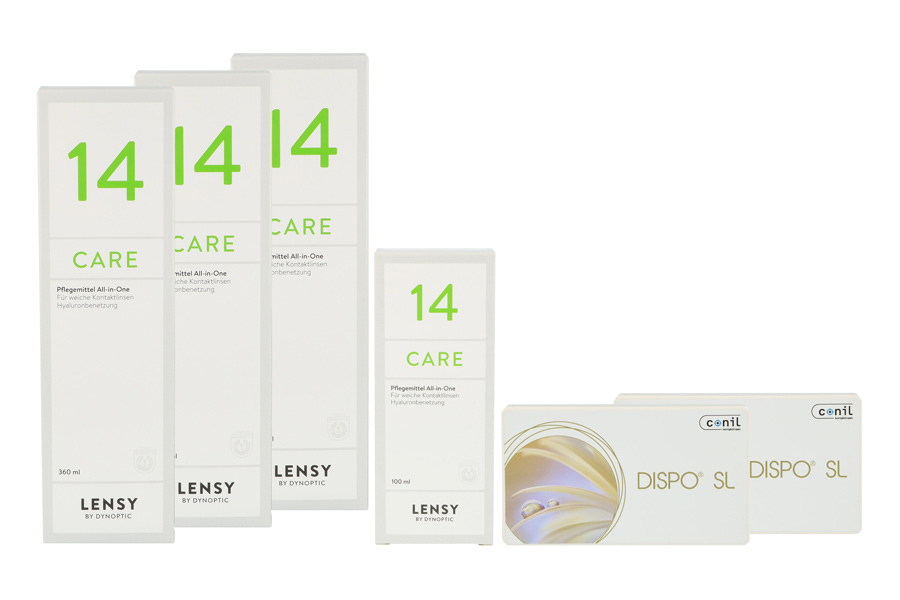 Sparpakete Kontaktlinsen mit Linsenmitteln Dispo SL 2 x 6 Monatslinsen + Lensy Care 14 Halbjahres-Sparpaket