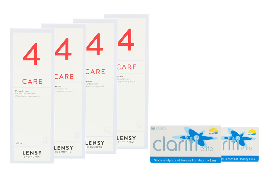 Sparpakete Kontaktlinsen mit Linsenmitteln Clariti Elite 2 x 6 Monatslinsen + Lensy Care 4 Halbjahres-Sparpaket