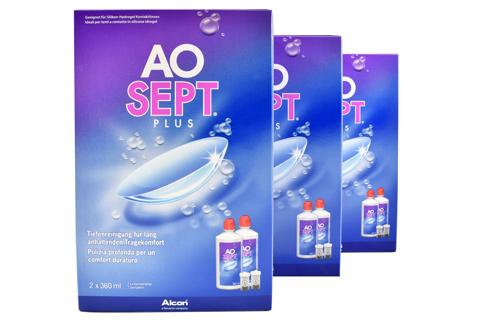 Sparpakete Linsenmittel Aosept Plus 3 x Doppelpack Peroxid-Lösung