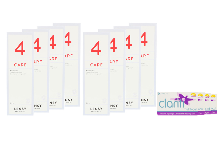 Sparpakete Kontaktlinsen mit Linsenmitteln Clariti multifocal 4 x 6 Monatslinsen + Lensy Care 4 Jahres-Sparpaket
