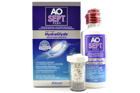 Pflegemittel Aosept Plus HydraGlyde 90 ml Peroxid-Lösung Flight-Pack